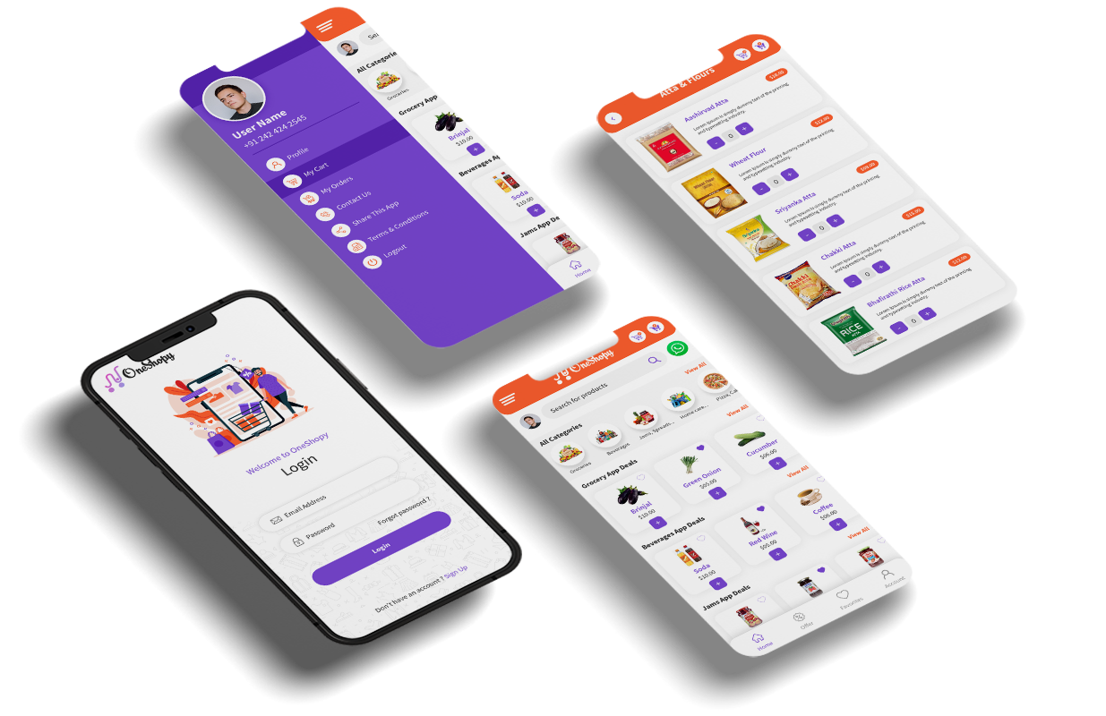 OneShopy App UI Screen